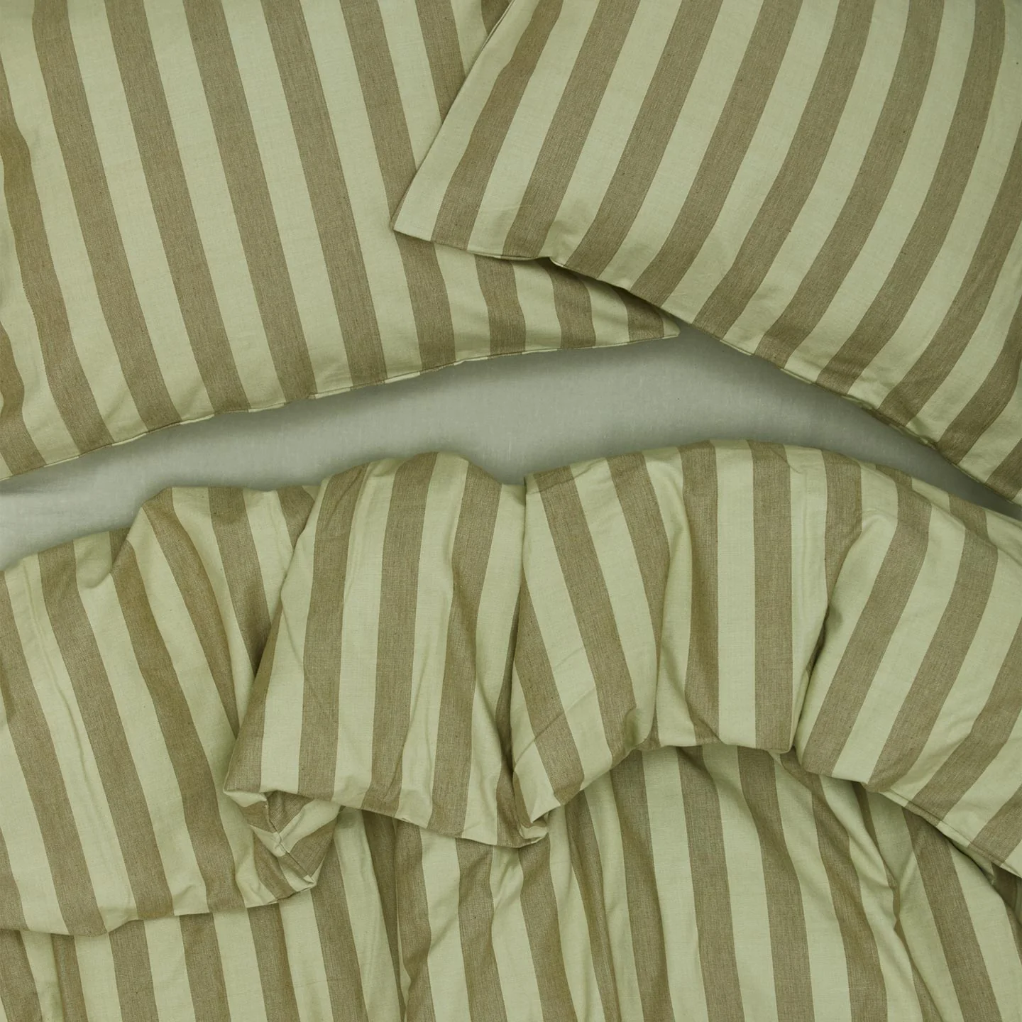 Essential Striped Duvet - Sage/Olive