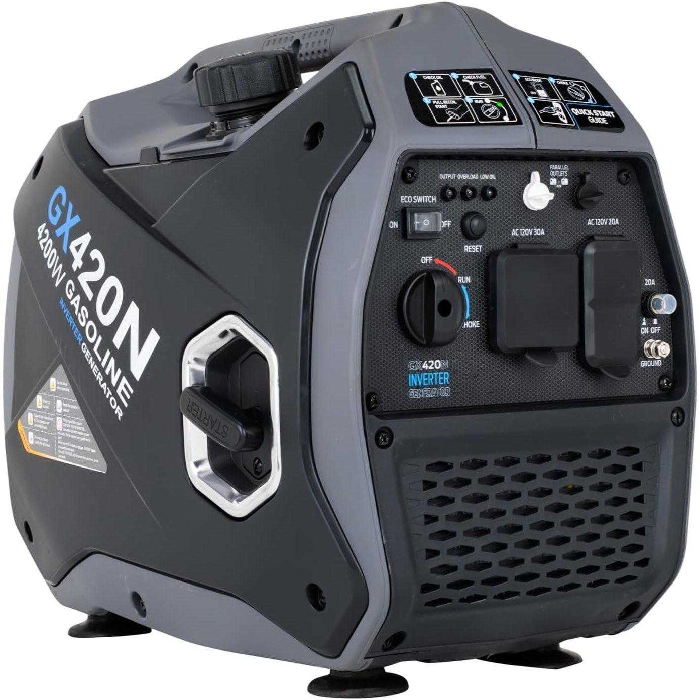 Pusar 4,200W Portable Silent Gasoline Generator, for Home Emergency Backup, Supports Parallel Connection, Suitable for RVs, Long Battery Life, GX420N