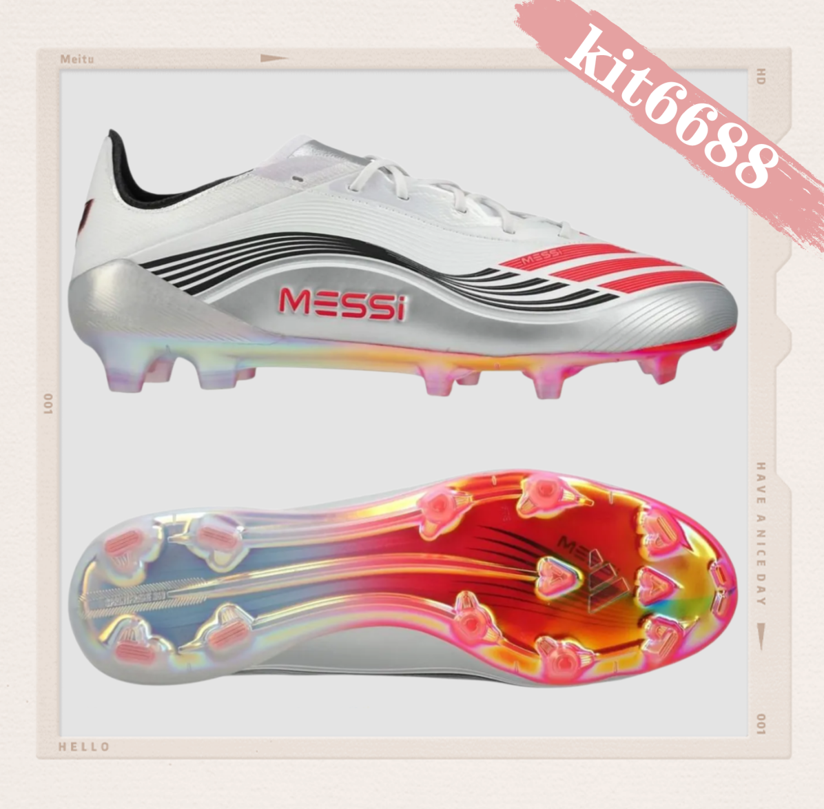 F50 Messi Elite FG Prestig10 - Footwear WhiteLucid RedSilver Metallic