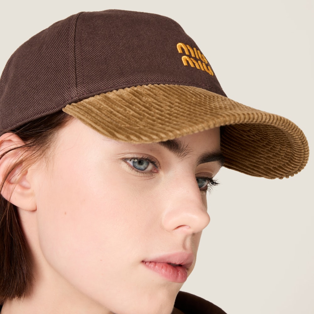 Denim and corduroy baseball cap