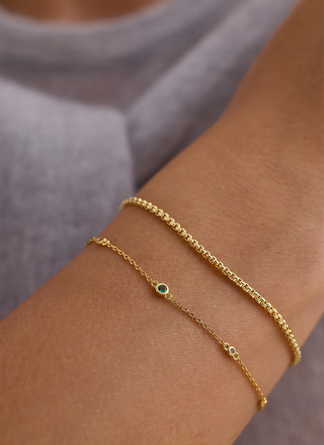 Emerald & Sapphire Station Bracelet