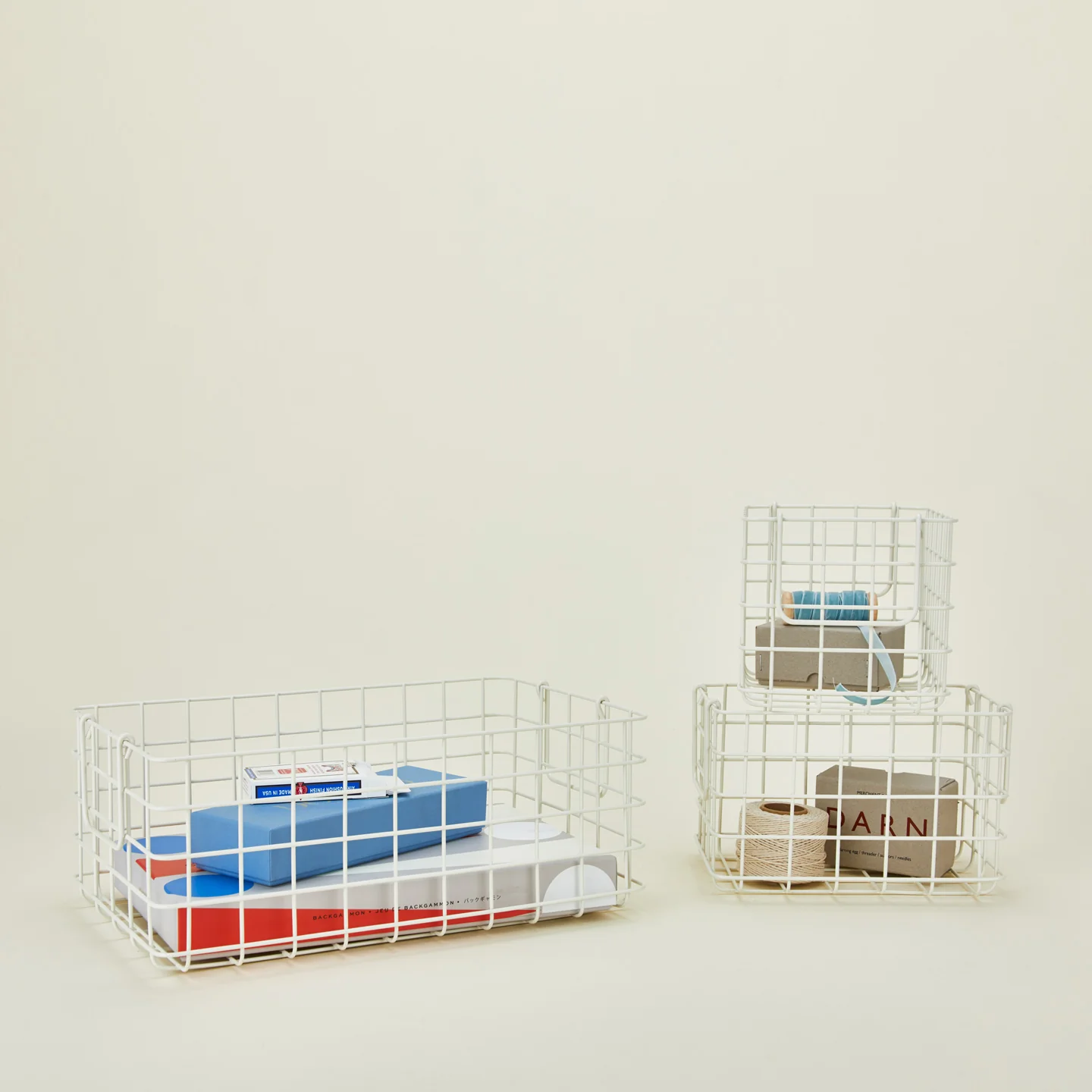 Grid Basket, Set of 3 - Chalk