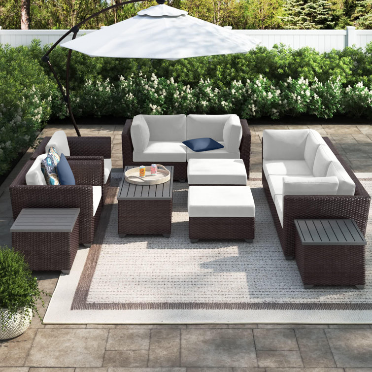 Tegan 12 Piece Sectional Seating Group with Cushions and Optional Sunbrella Performance Fabric