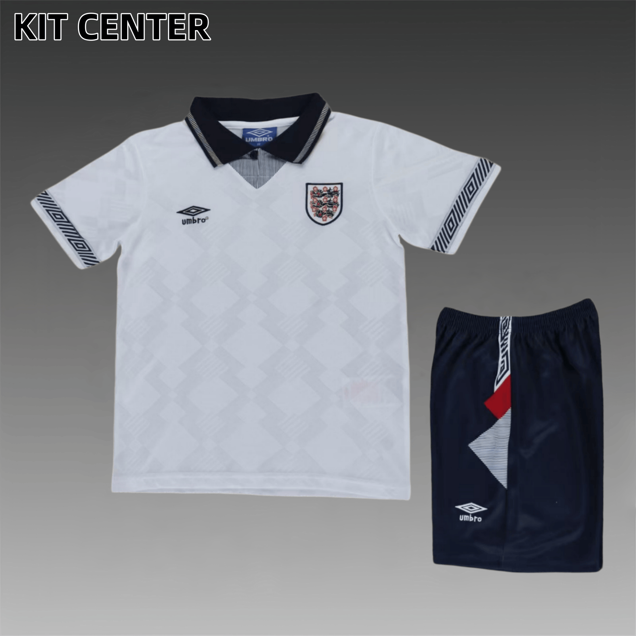 1990 England home  Retro Football Soccer jerseys Kids suit