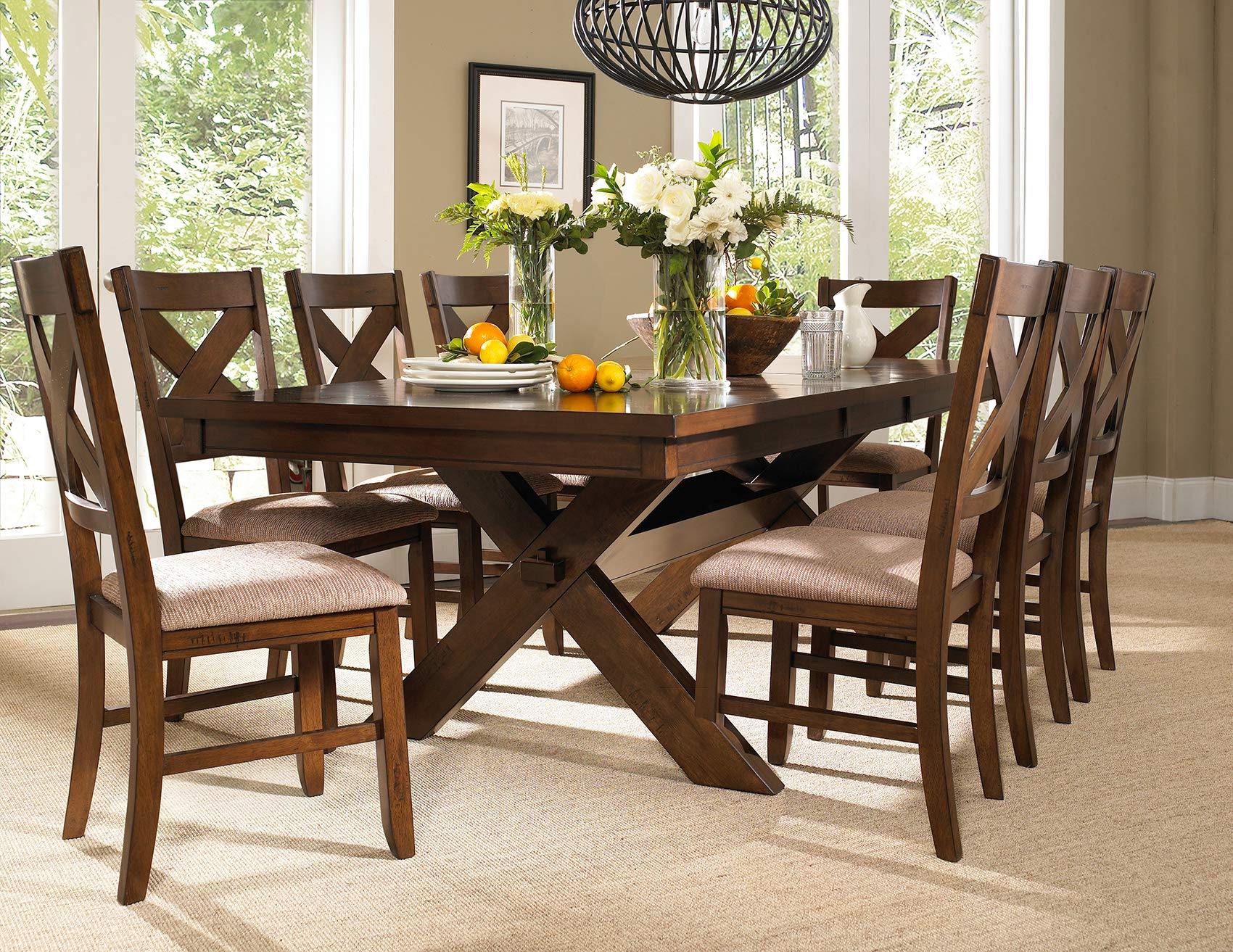 9-Piece Solid Wood Dining Set with Table & 8 Chairs