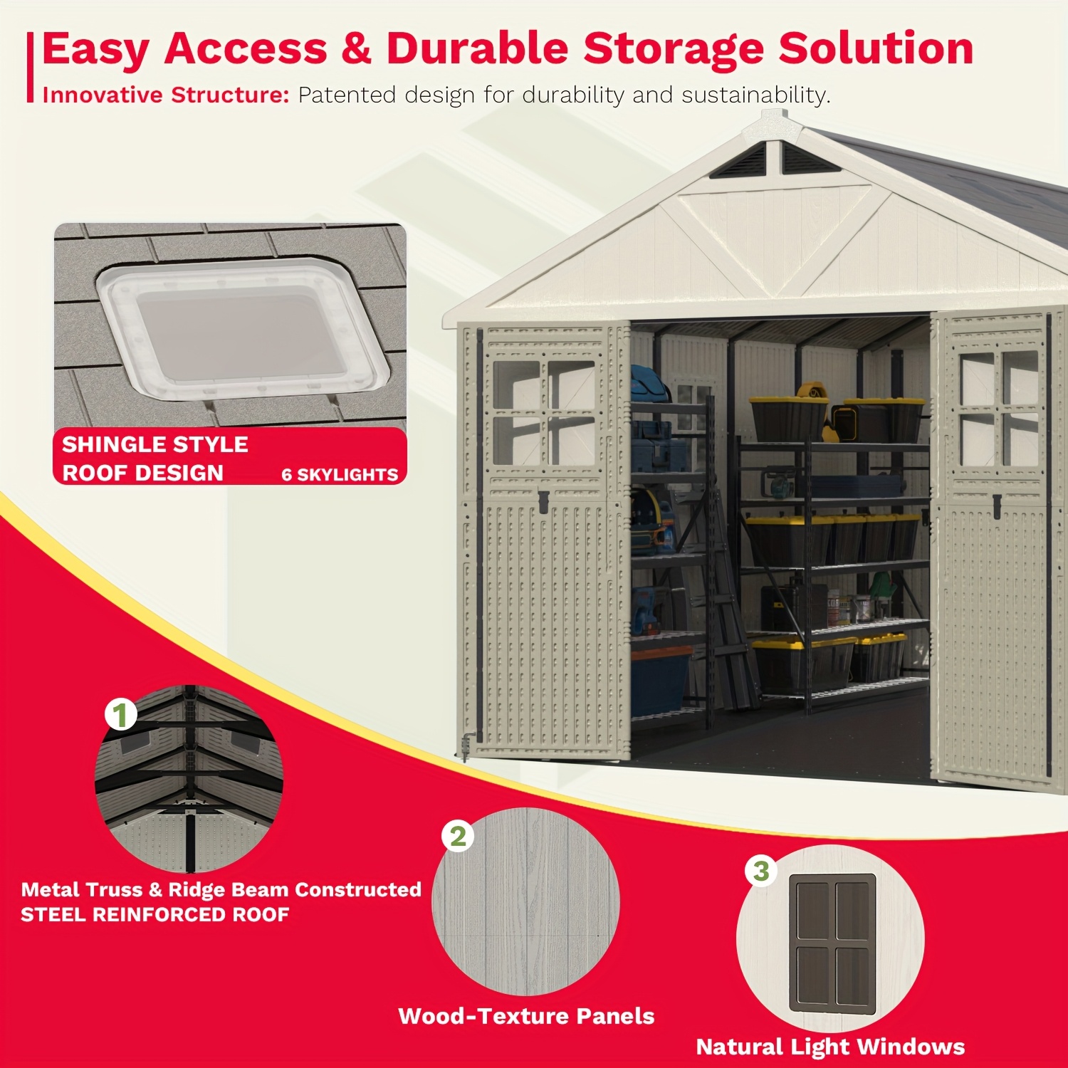 Self-developed blow-molded 10X8&10X10FT&10X12FT tool shed