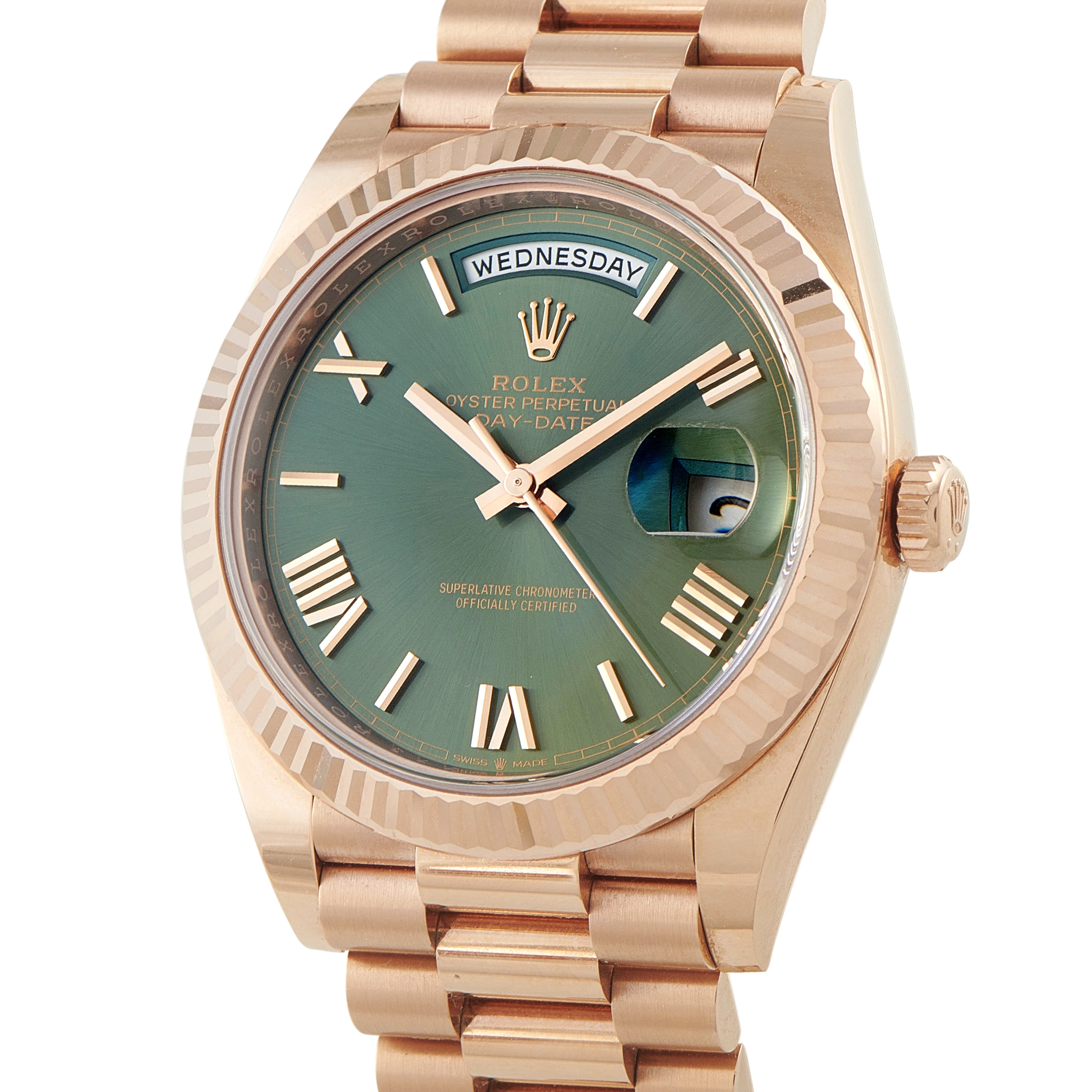 RolexDay-Date Green Roman Dial Everose Gold President Watch 228235