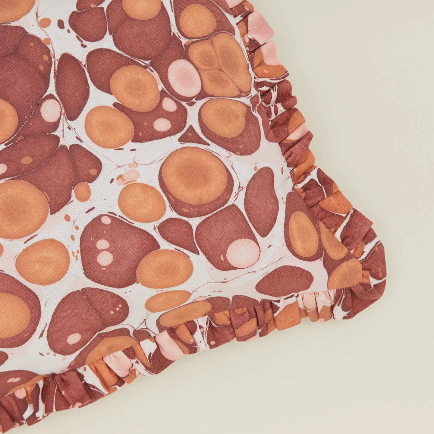 Marbled Cotton Ruffled Pillow Cover - Warm Marble