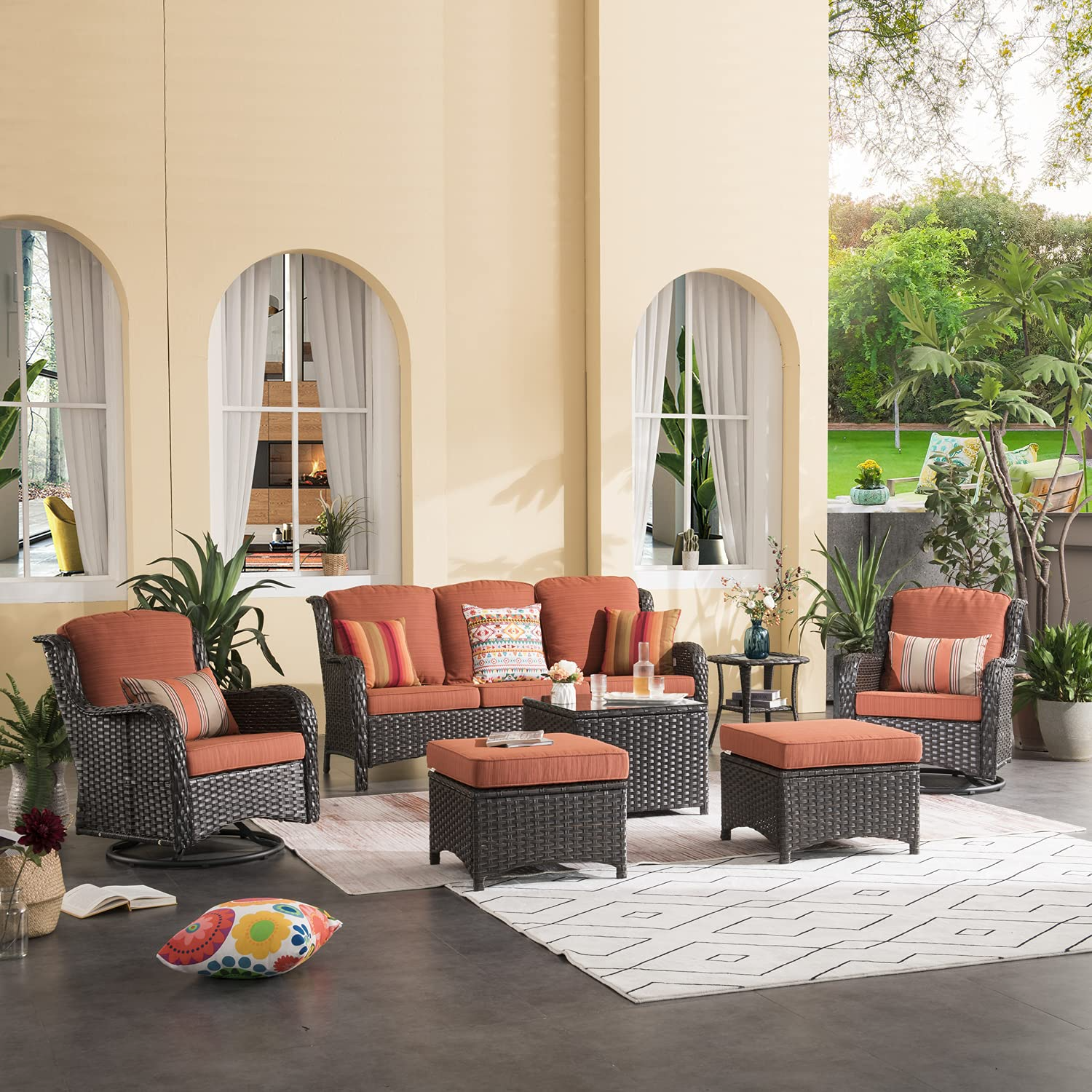 Patio Furniture Sets 7 Pieces Outdoor Furniture All Weather Wicker Conversation Set