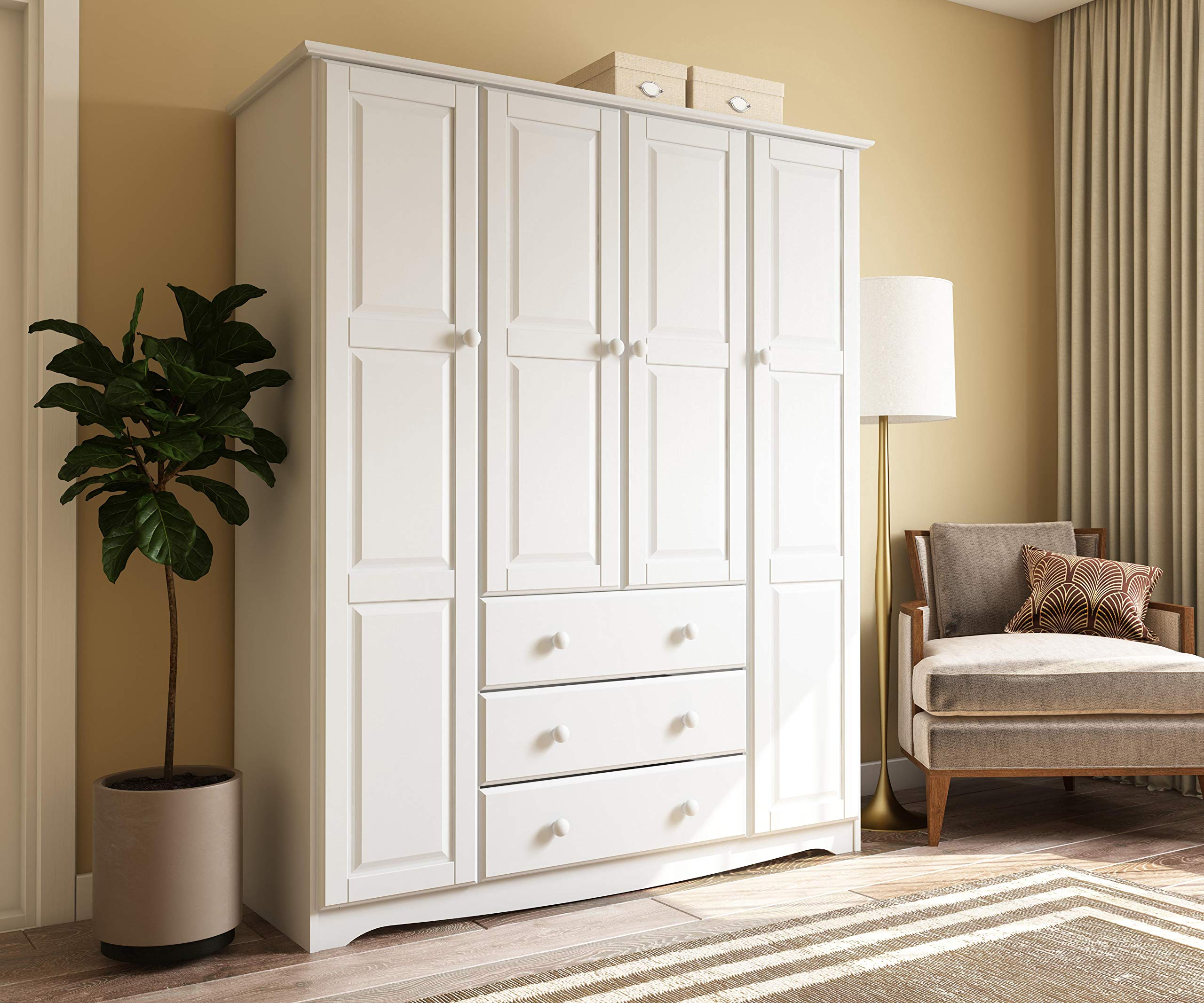 100% Solid Wood Family Wardrobe/Armoire/Closet, 60