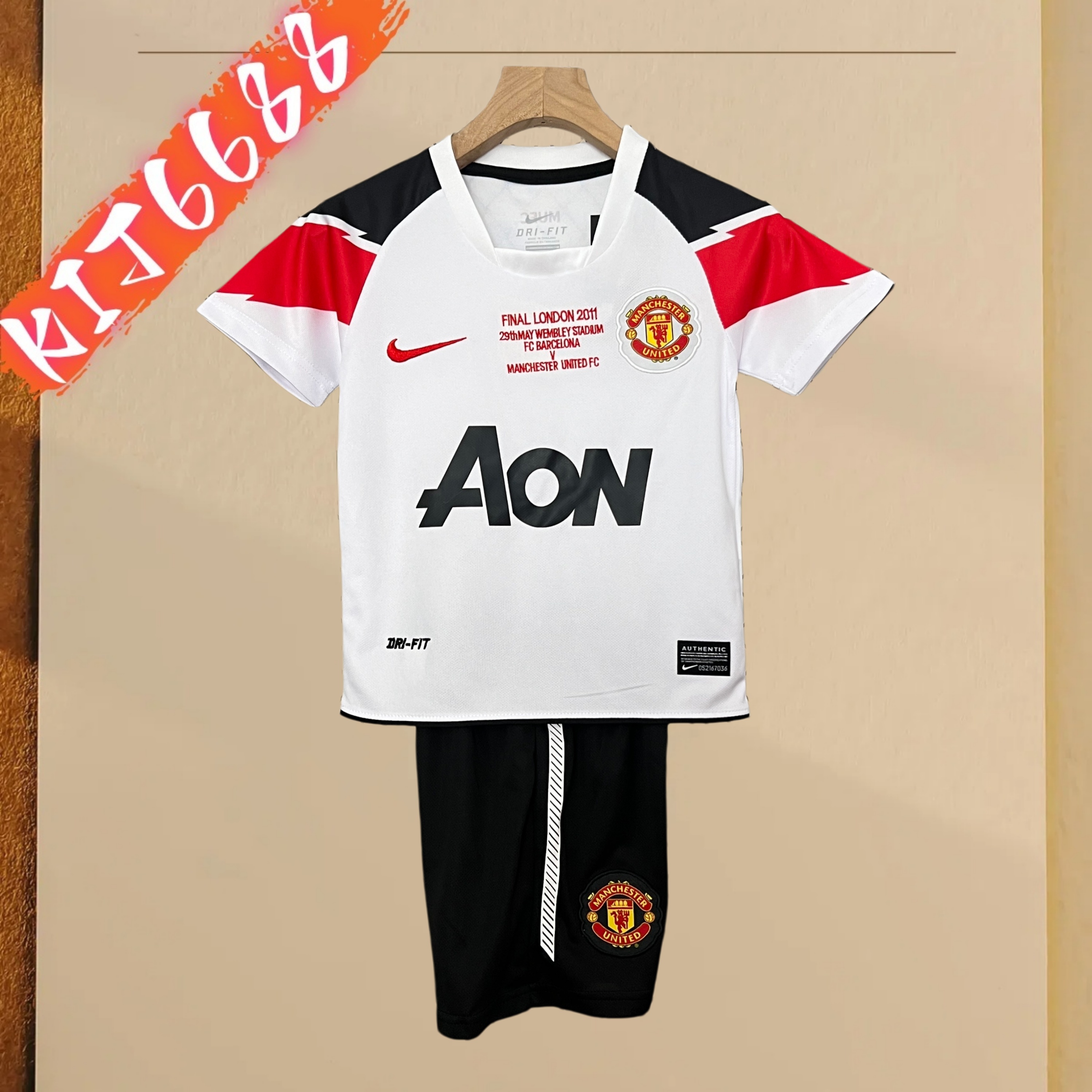 10/11 Manchester United home ground Retro Football Soccer Kids Kit
