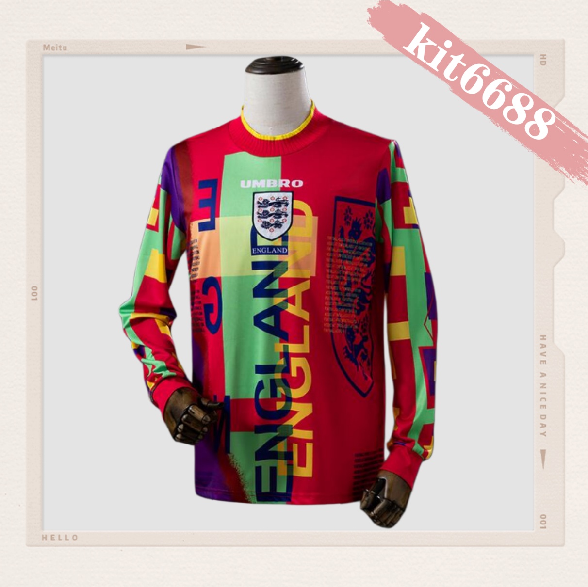 1996 England  Goalkeeper Long Sleeve Retro Jersey