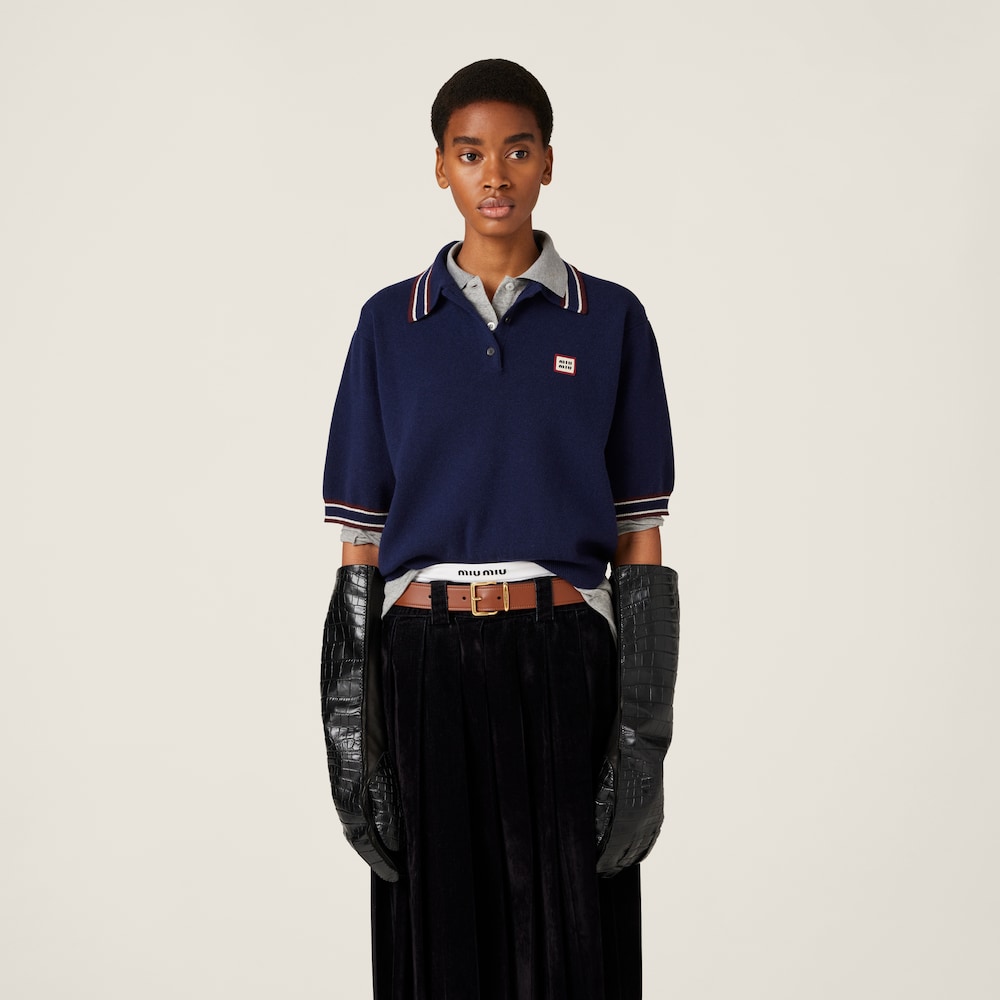 Wool and cashmere polo sweater