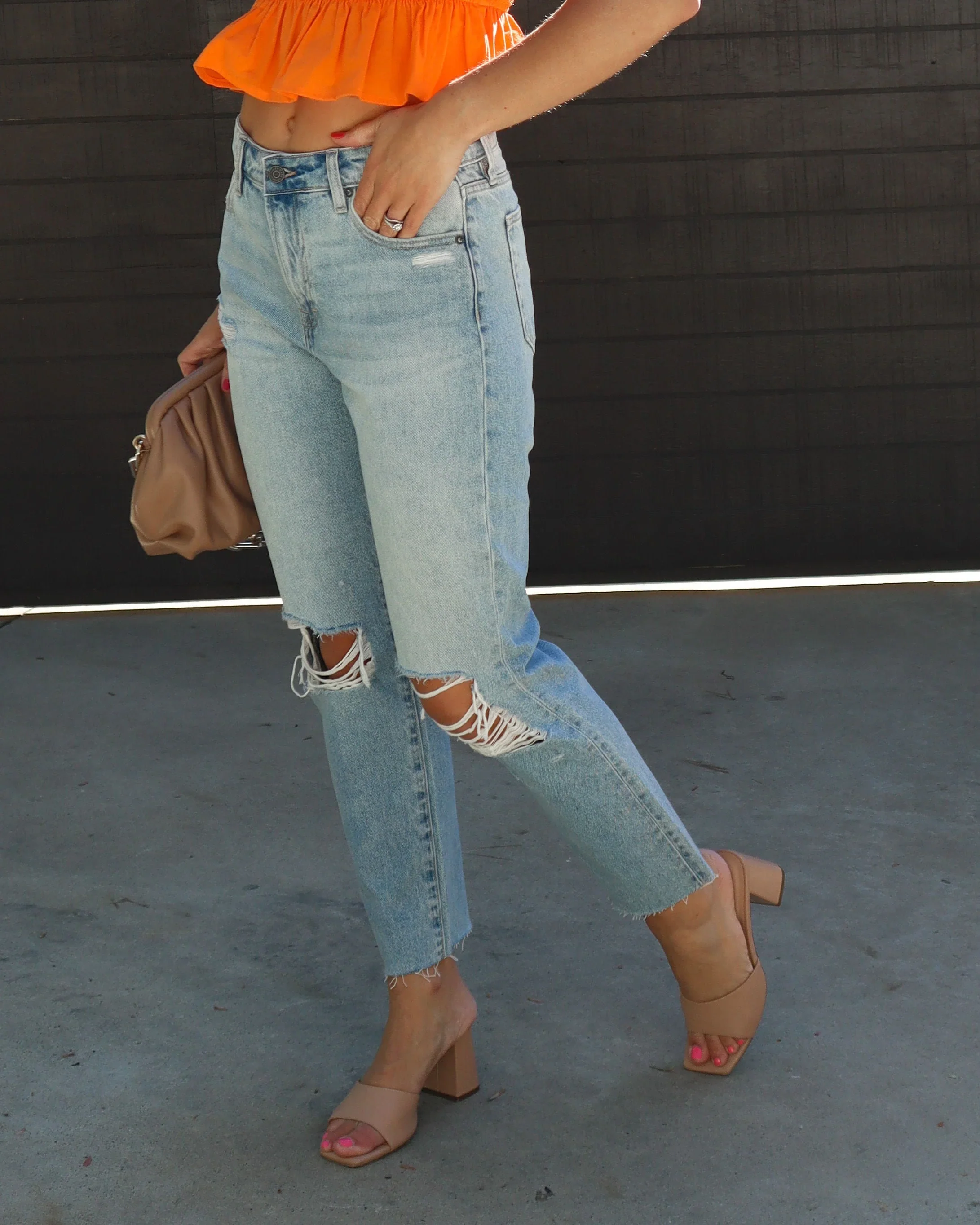 Rowena High Rise Distressed Straight Jeans