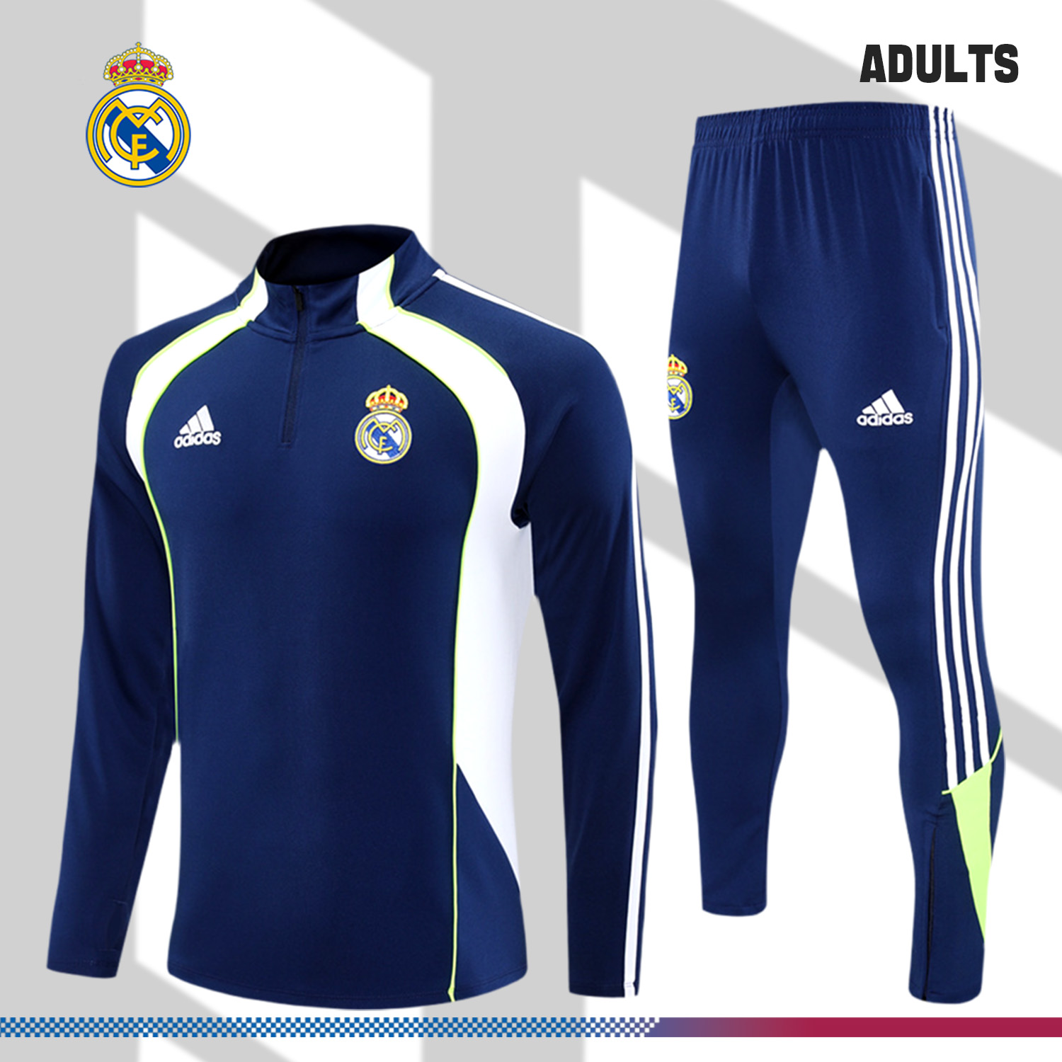 2025/2026 Real Madrid Adult Half Zip Training Kit (Adult Kit)