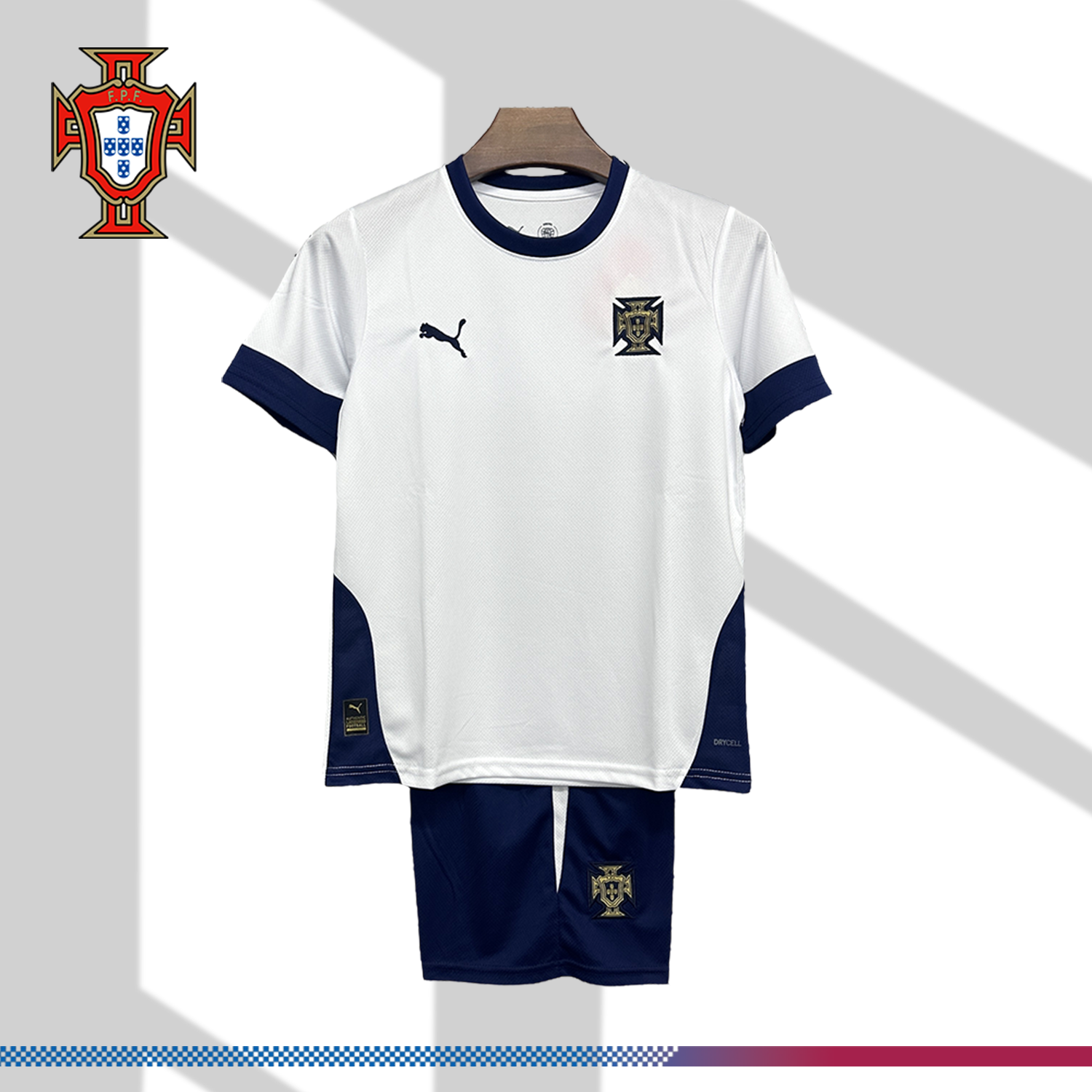 2025/2026 Portugal National Team White Training Suit Children's Football Jersey (Kids Kit  socks)