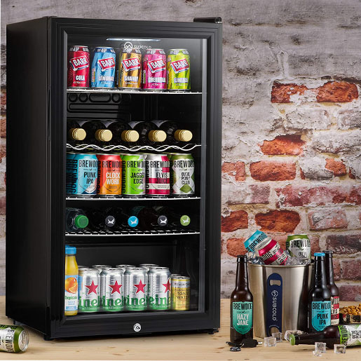 Subcold Super85 LED &ndash; Under-Counter Fridge | 85L Beer, Wine & Drinks Fridge | LED Light + Lock and Key | Energy Efficient (Silver, 85L) [Energy Class E]