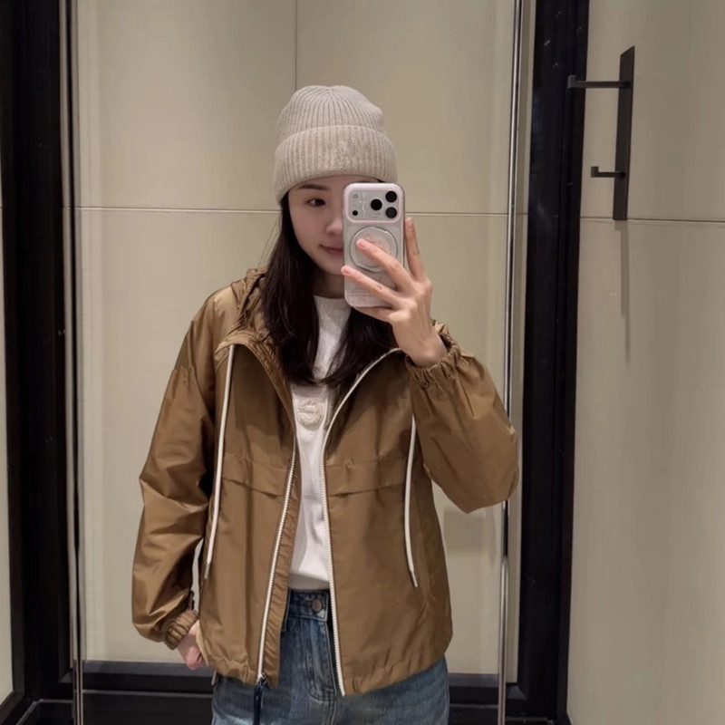 Moncler 2026 Autumn Winter Women's Jackets Polyester Hooded Tassel Zipper Casual Slim Woman's Coats MKDFWJ26012