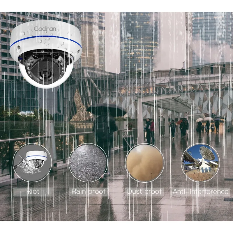 Gadinan 8MP 5MP 4MP H.265 IP Camera Security Surveillance IR Night Video Vandal-proof Outdoor CCTV Dome Camera DC 12V/48V PoE