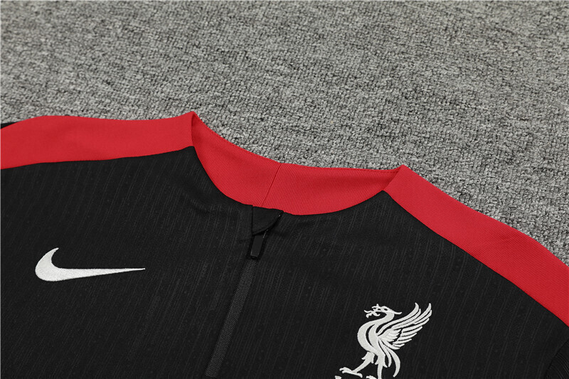 2425 Liverpool black Half Zip Training Kit (Adult Kids Kit)