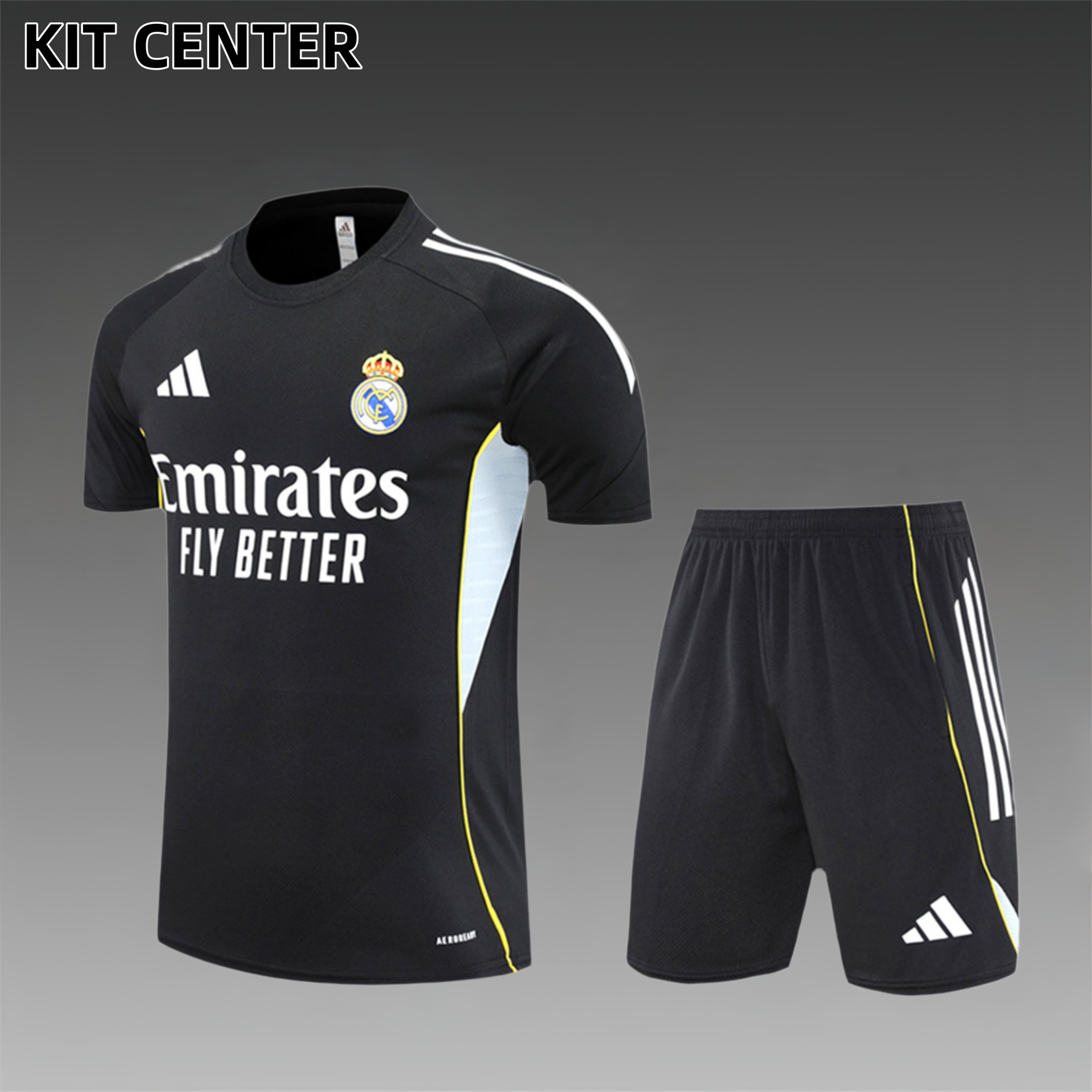 2025/2026 Real Madrid Black Adult Short Sleeve Training Suit (Adult Kit)