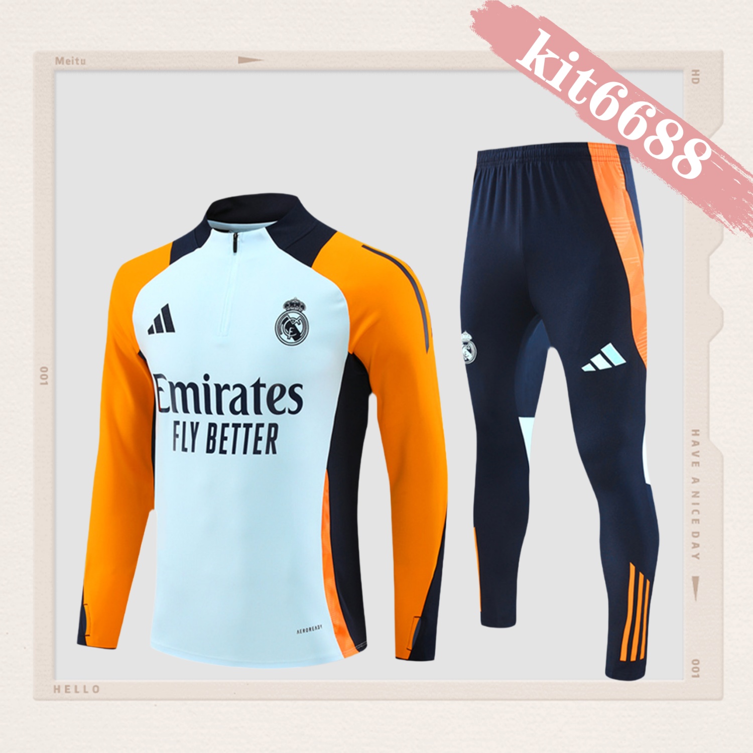 2024/2025 Real Madrid Blue Adult Half Zip Training Kit (Adult Kit)