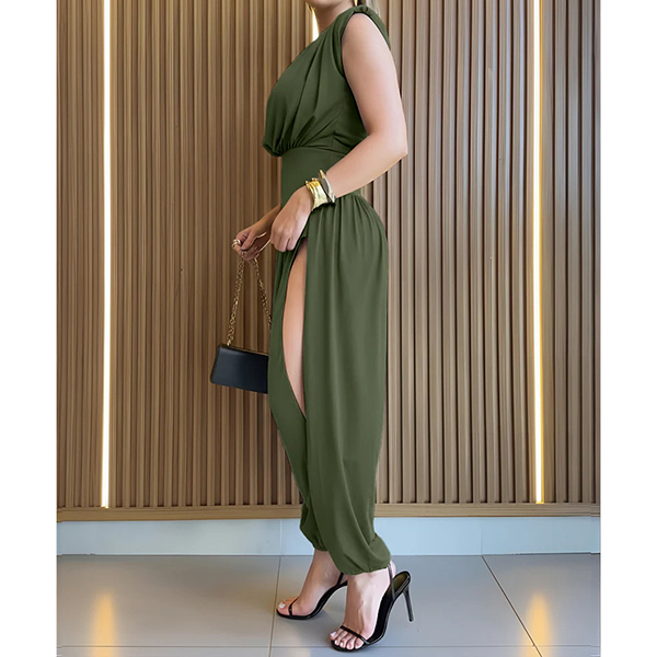 ZIJSPLIT MOUWLOZE JUMPSUIT