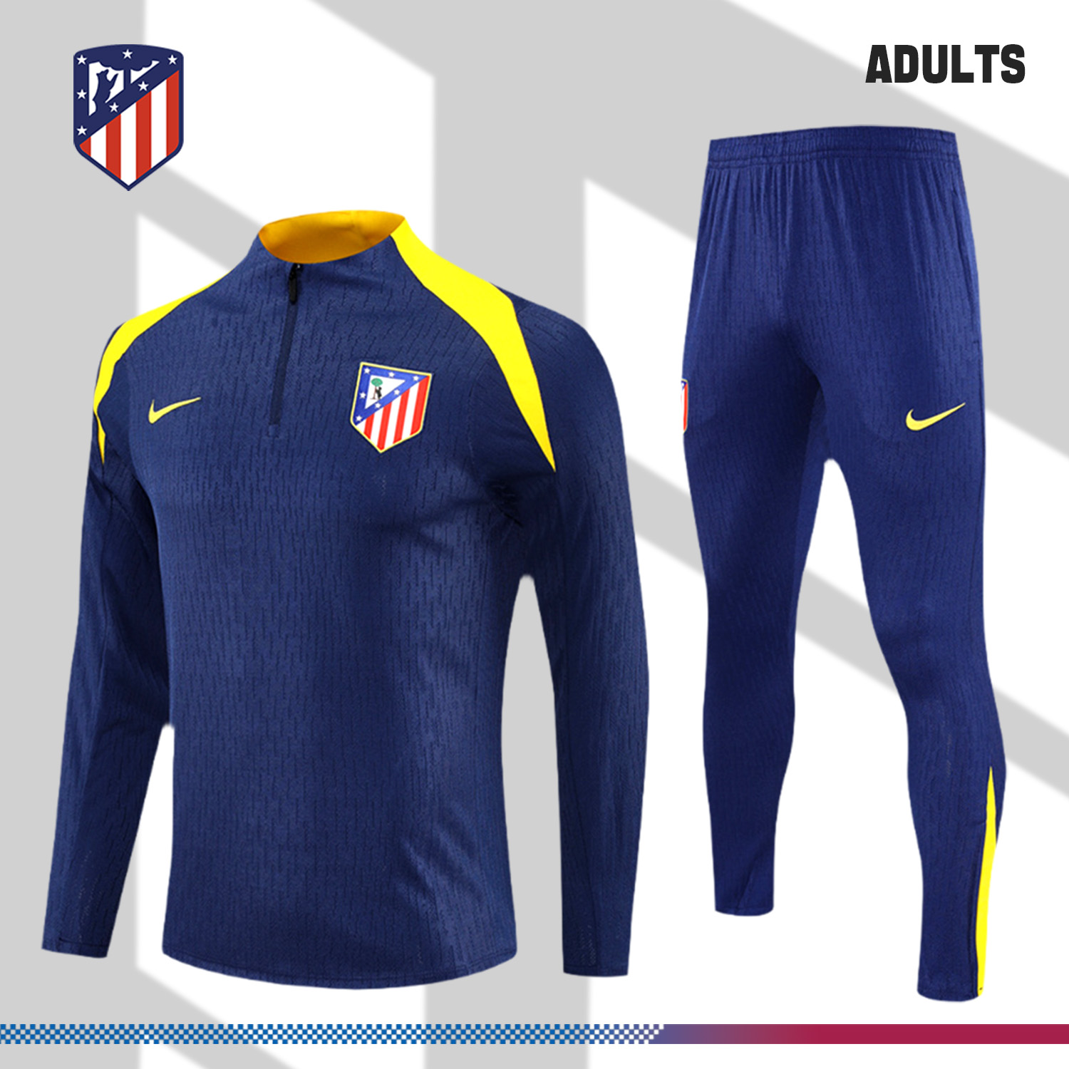 2025/2026Atletico Madrid Dark Blue Adult Half Zip Training Suit (Adult Kit)