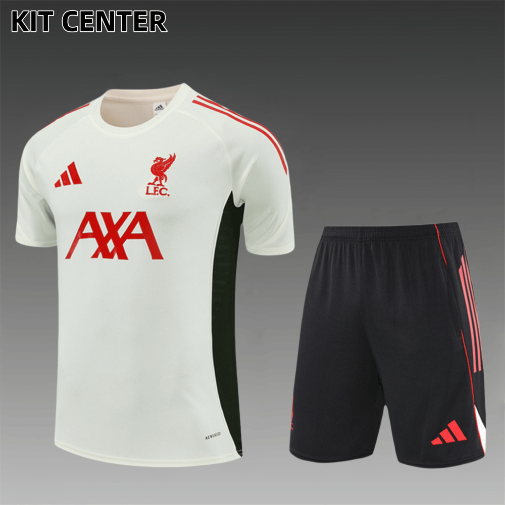 2025/2026 Liverpool White Kids Short Sleeve Training Clothes (Kids Kit)