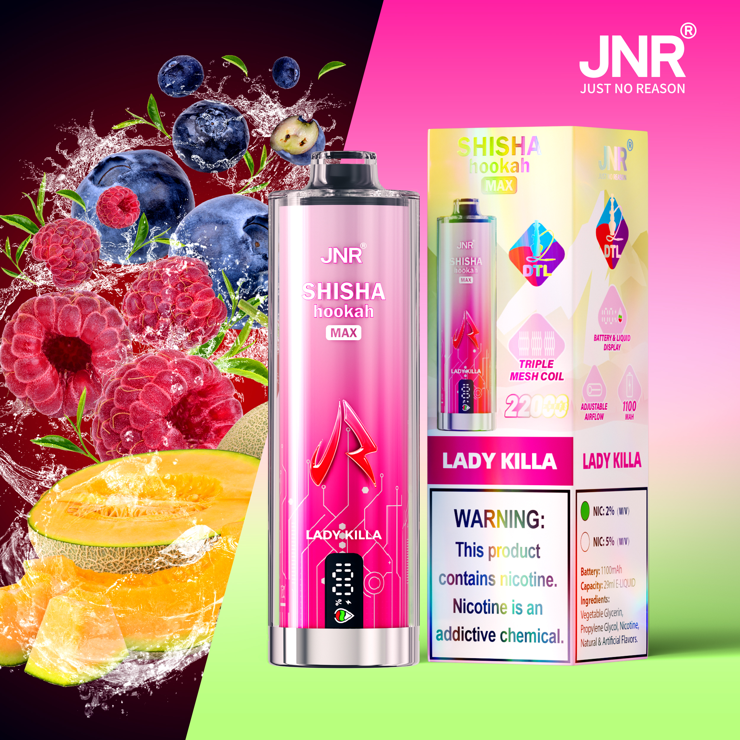 JNR Shisha Max 22000 Puffs Disposable Vape