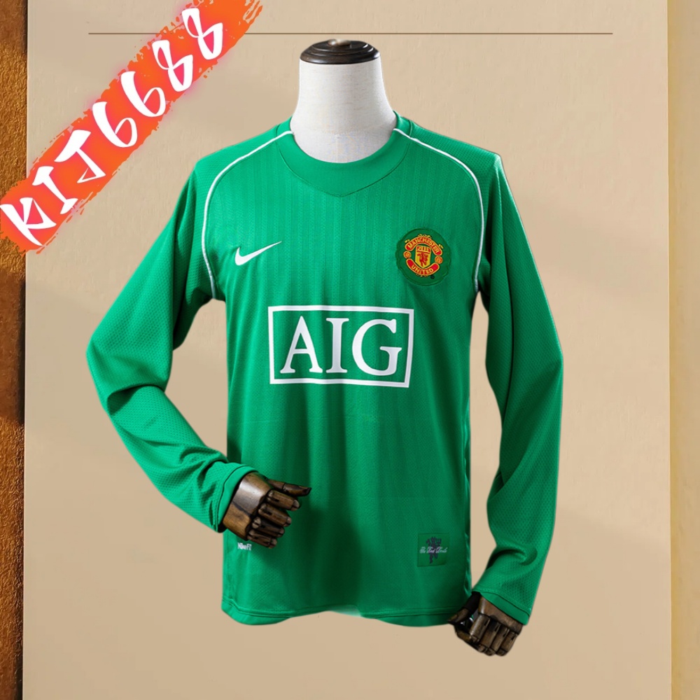 07/08 Manchester United Goalkeeper  long sleeved retro football jersey