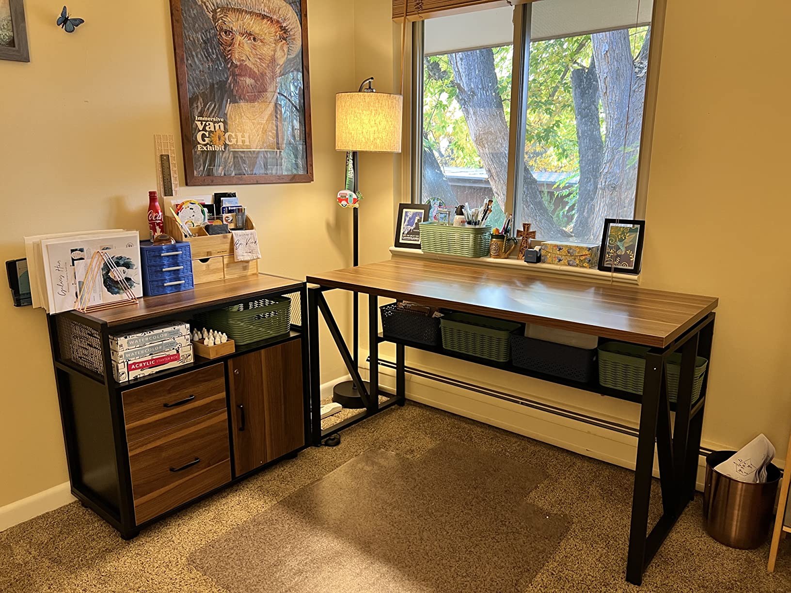 L Shaped Desk with Drawer Cabinet, 55