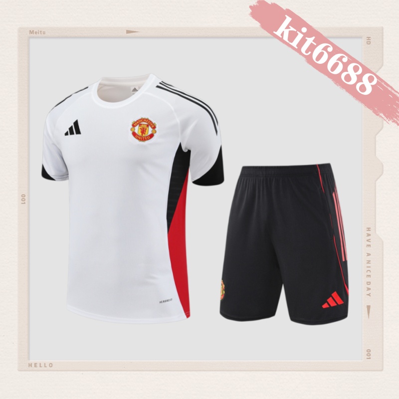 25/26 Manchester United white Short Sleeve Training Wear ( Adult kit Kids )