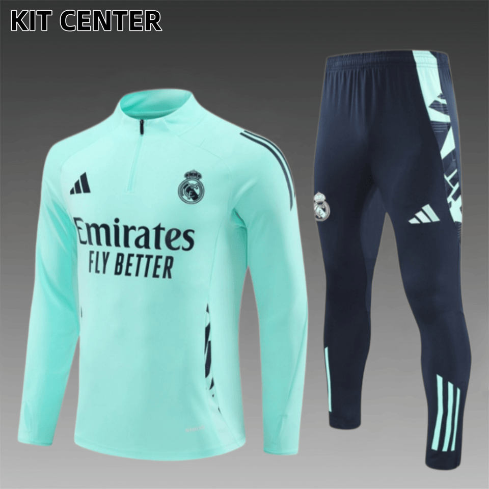 24/25 Real Madrid blue Half Zip Training Kit (Adult Kids Kit)