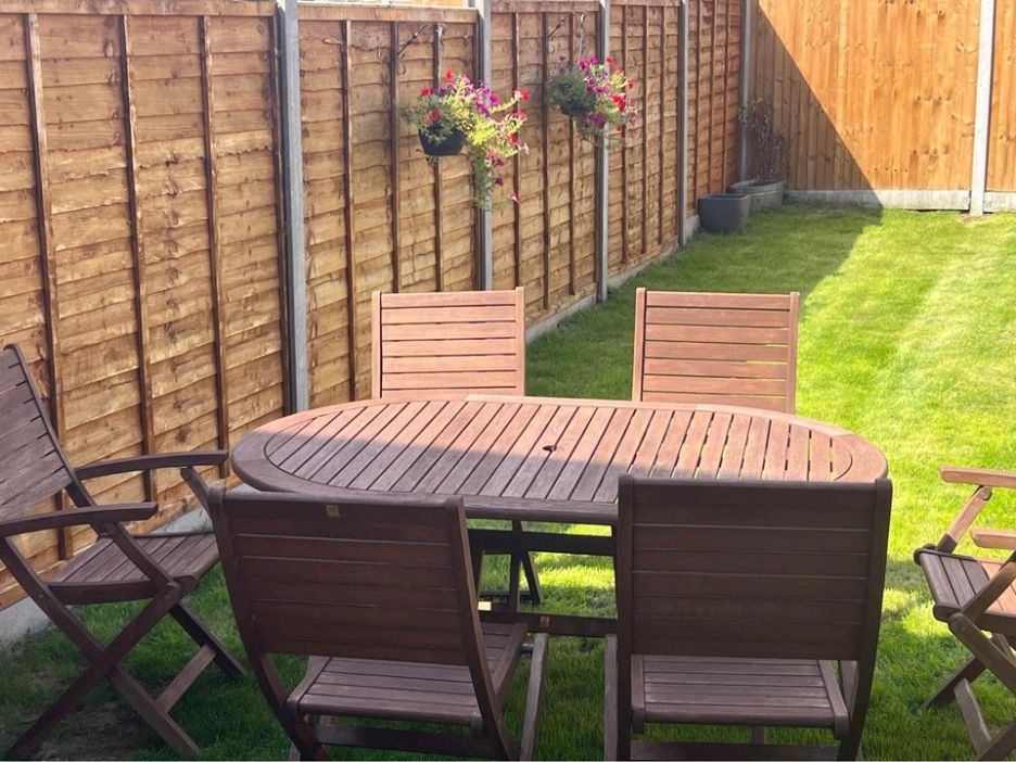 Six seater garden table and chairs