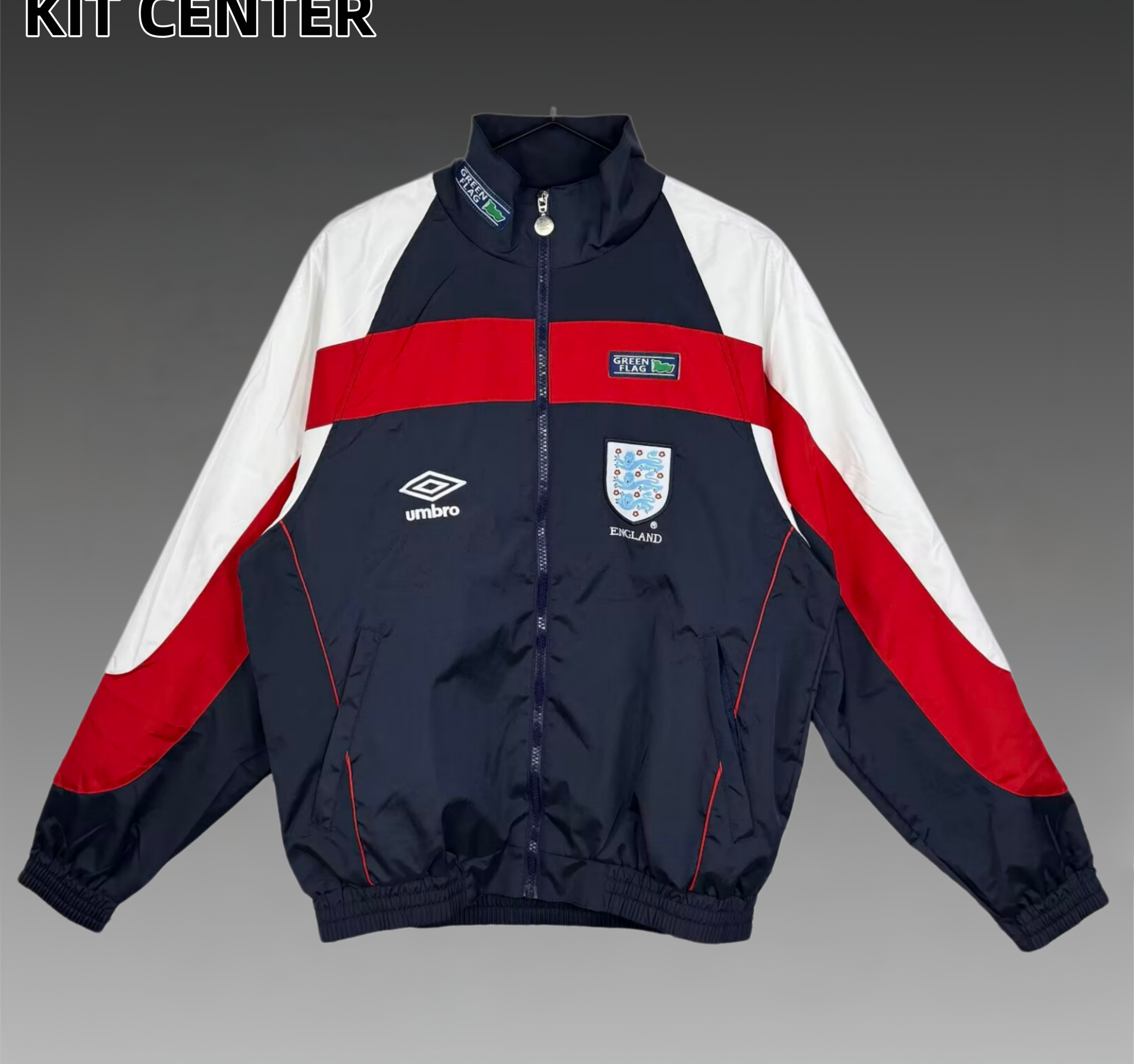 1998 England retro windbreaker cyan