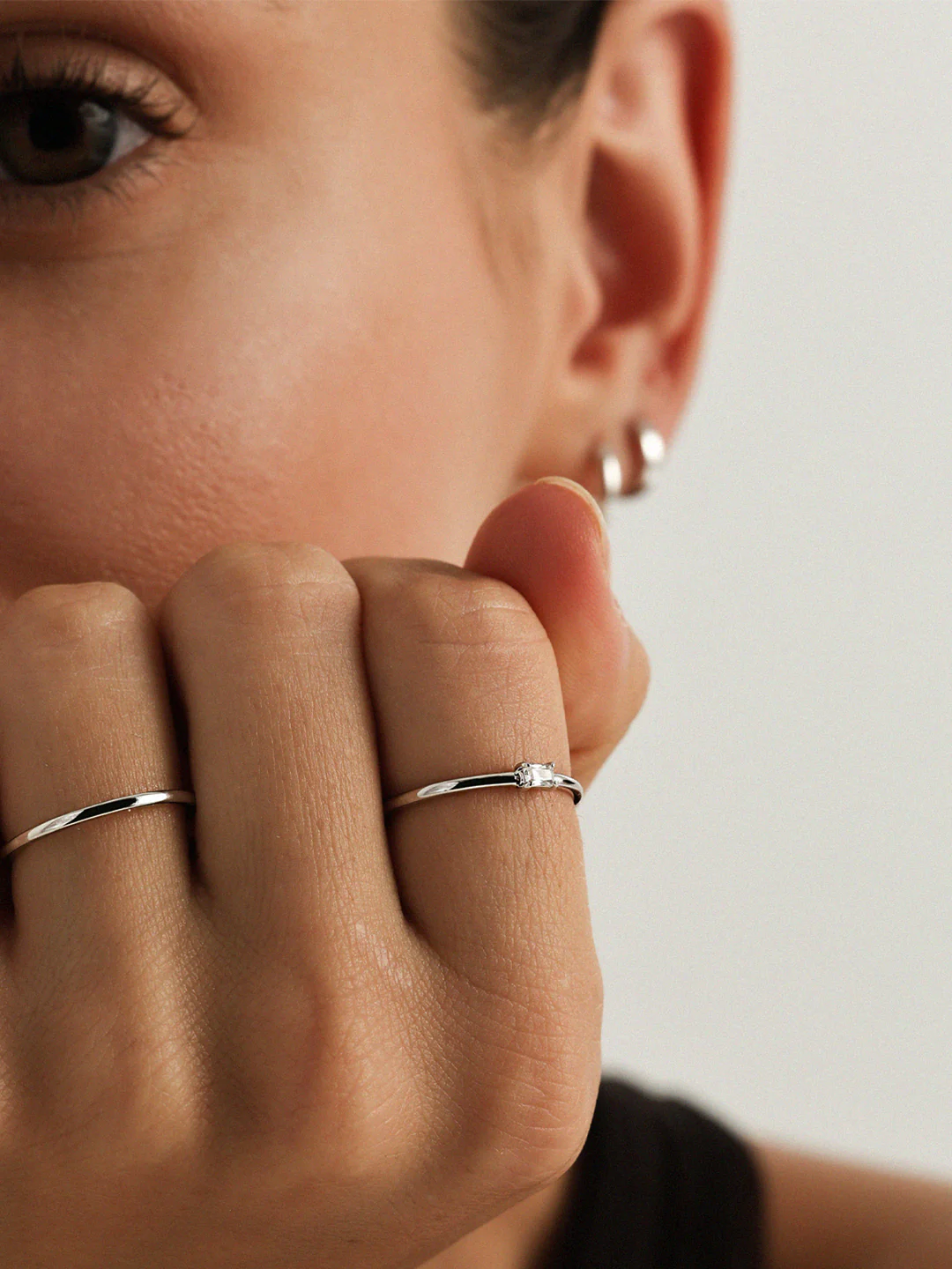 Silver Baguette Sapphire Stacker Ring