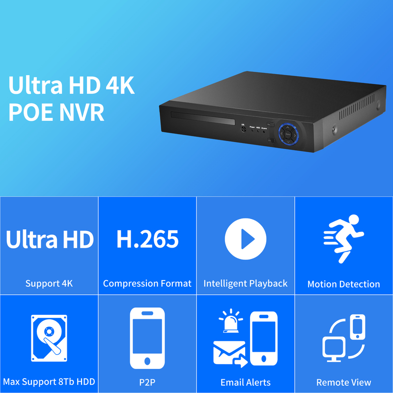 Gadinan H.265+ 16CH POE NVR 5MP 8MP 4K Audio Video Recorder Face Human Detect For IP Security Surveillance Camera CCTV System