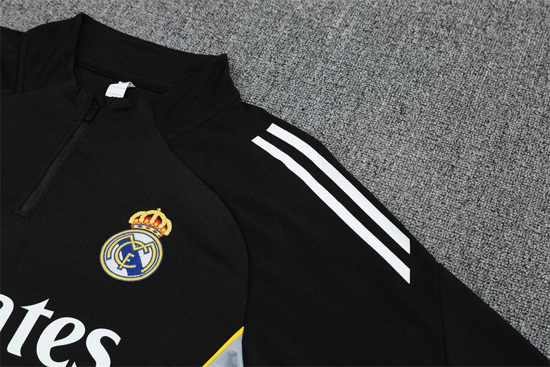 25/26 Real Madrid black Half Zip Training Kit (Adult Kids Kit)