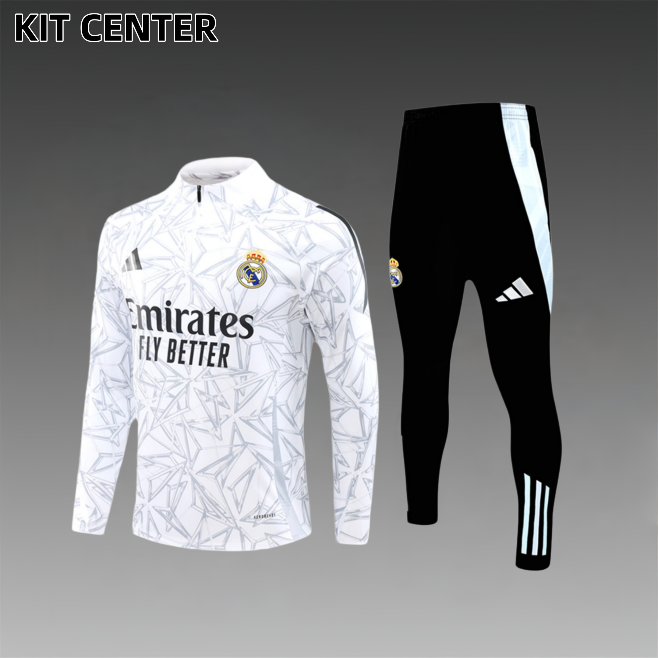 2024/2025 Real Madrid White Kids Half Zip Training Kit (Kids Kit)