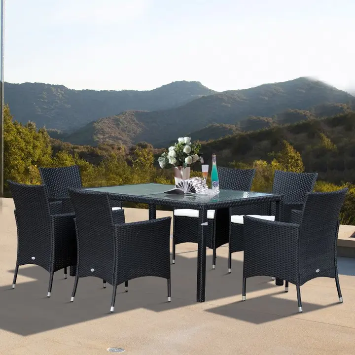 Outsunny 7pcs Outdoor Rattan Dining Set Wicker Furniture