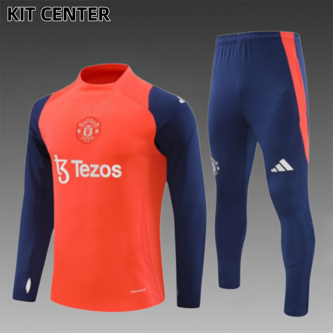 24/25 Manchester United Orange Red Half Zip Training Kit (Adult Kids Kit)