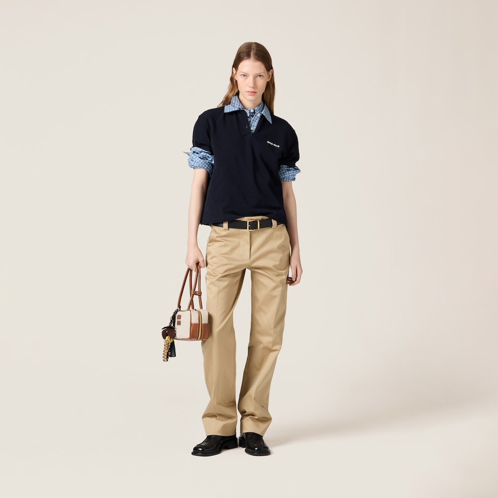 Piqué and poplin polo shirt