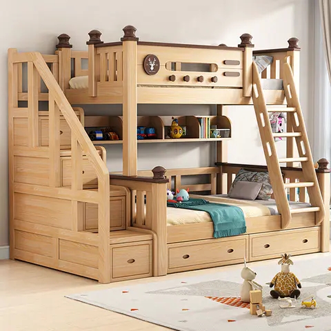 Solid wood children bunk bed