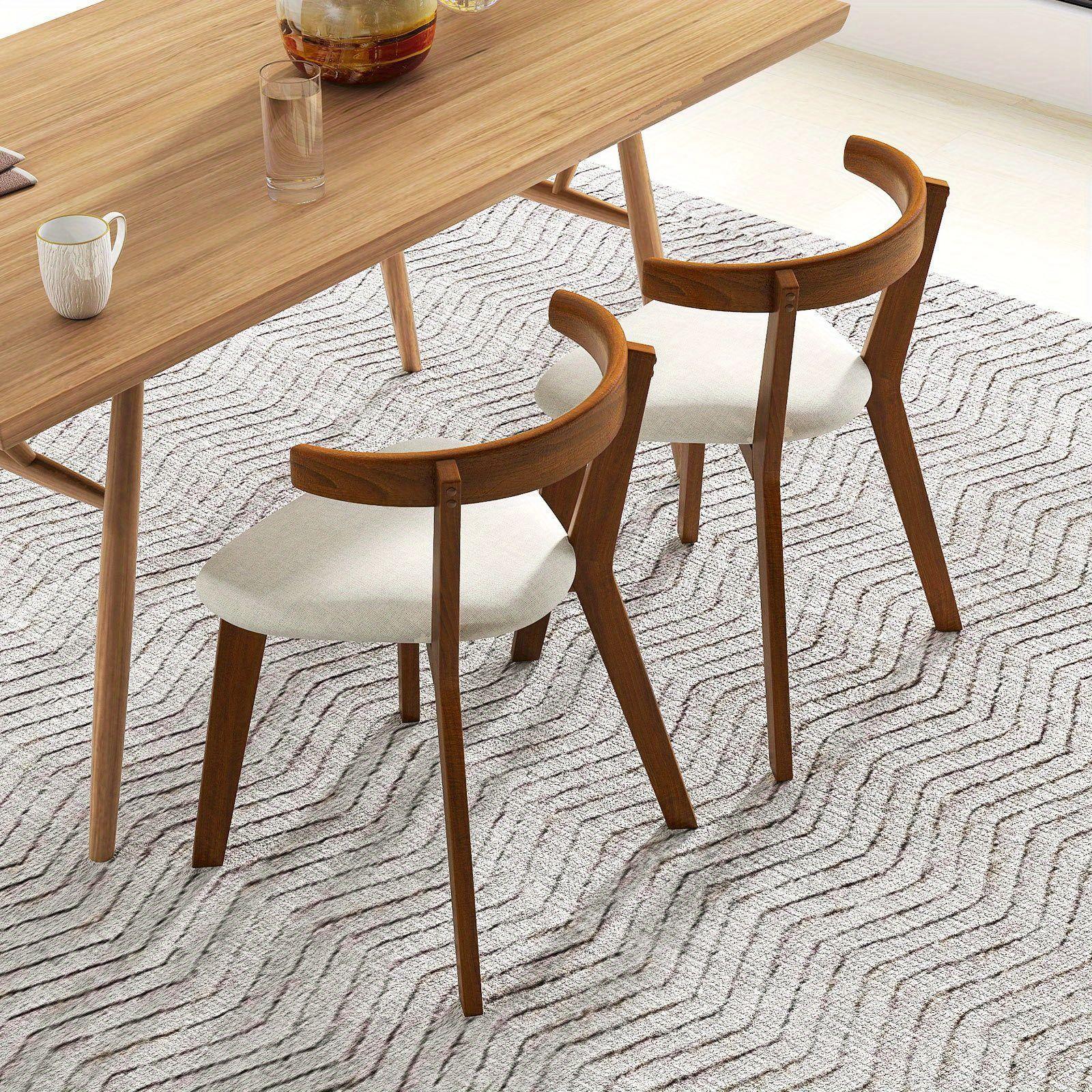 Multifunctional Wooden Dining Chair Set (2/4 pieces) - Space-saving hanging cushioned seat with curved backrest, armless rustic style living room dining chair