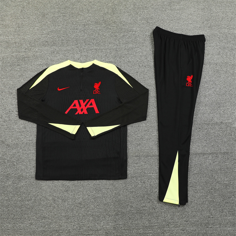 24/25 Liverpool Black paired with yellow Half Zip Training Kit (Adult Kids Kit)