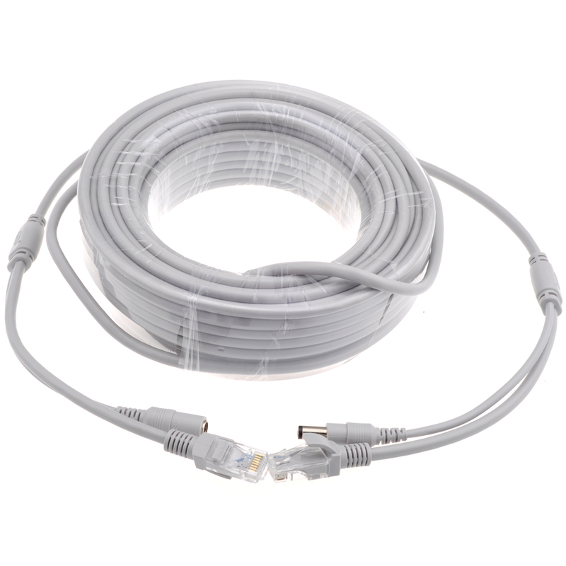 GADINAN 5M/10M/15M/20M/30M Optional Gray CAT5/CAT-5e Ethernet Cable RJ45 + DC Power CCTV Network Lan Cable For IP Camera System