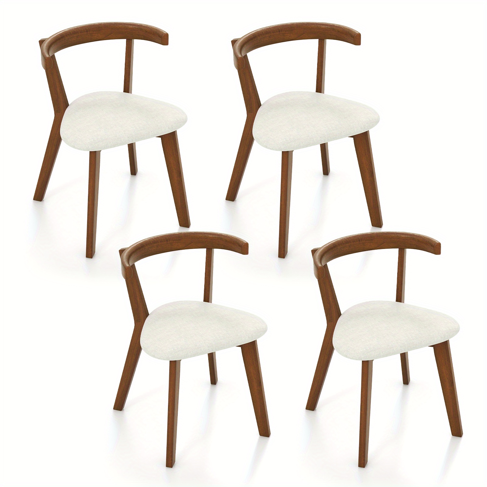 Multifunctional Wooden Dining Chair Set (2/4 pieces) - Space-saving hanging cushioned seat with curved backrest, armless rustic style living room dining chair