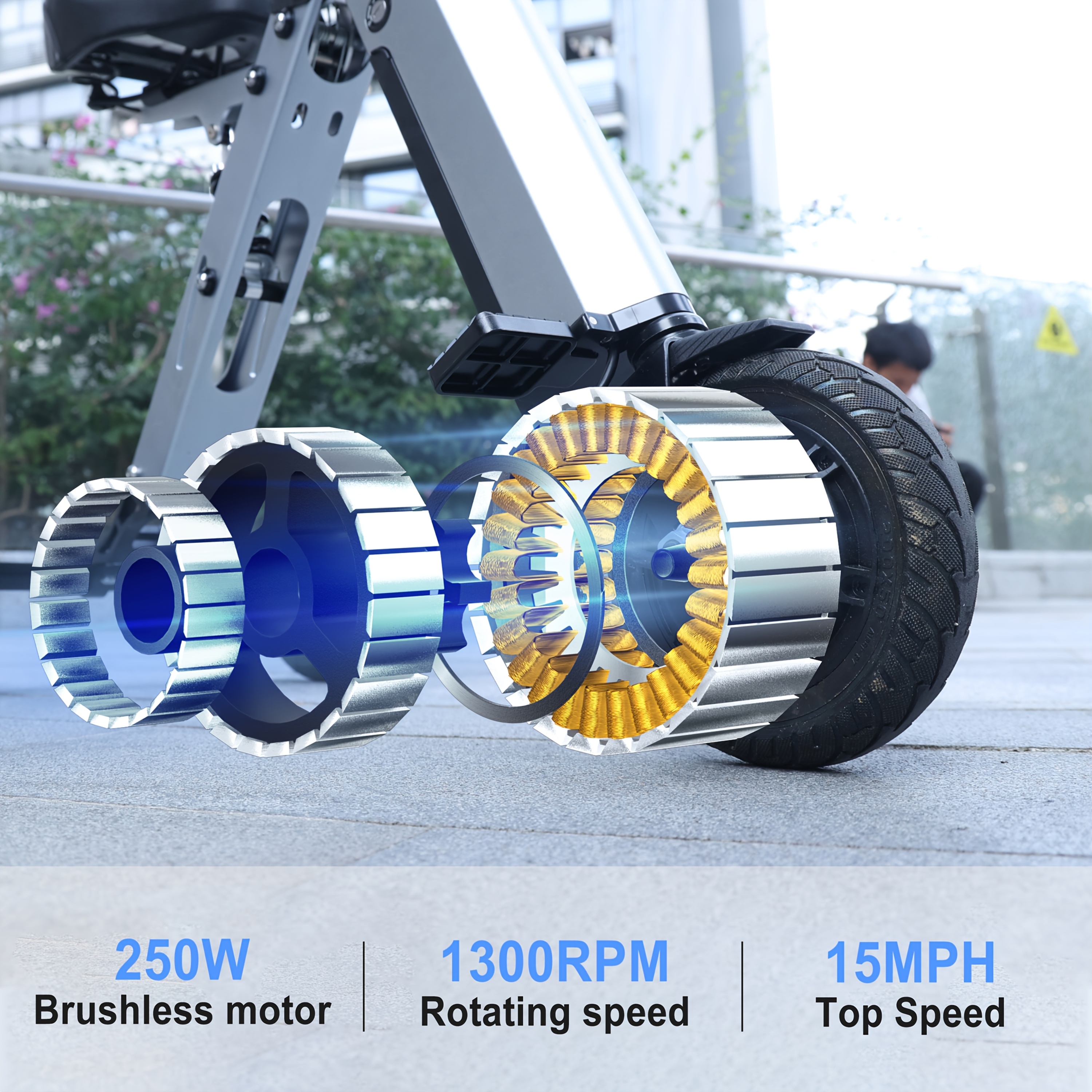 TopMate electric scooter, 8inch three-wheeled foldable model with adult seat, lightweight electric scooter equipped with a removable 36V 7.8AH battery and reverse function