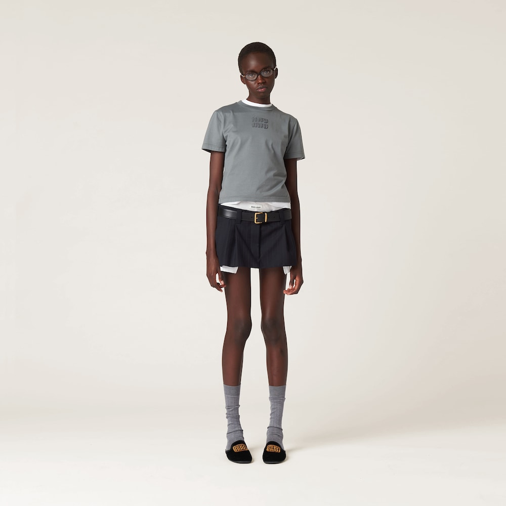 Garment-dyed jersey T-shirt with embroidered logo